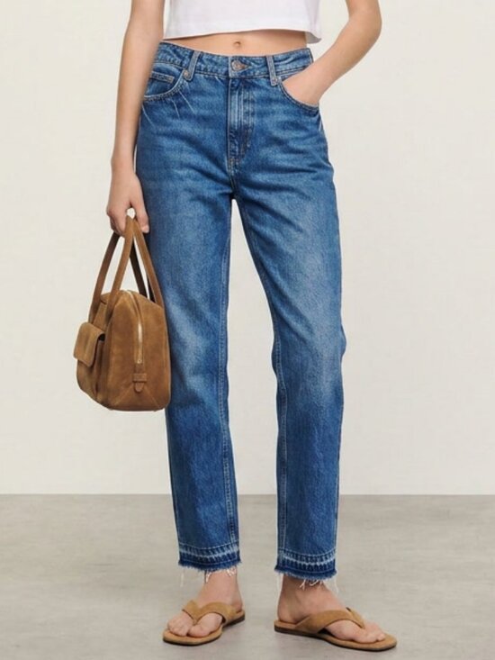 Sandro Denim - sandro High Waist Straight Leg 100% Cotton Jeans EU Size 38/US 6